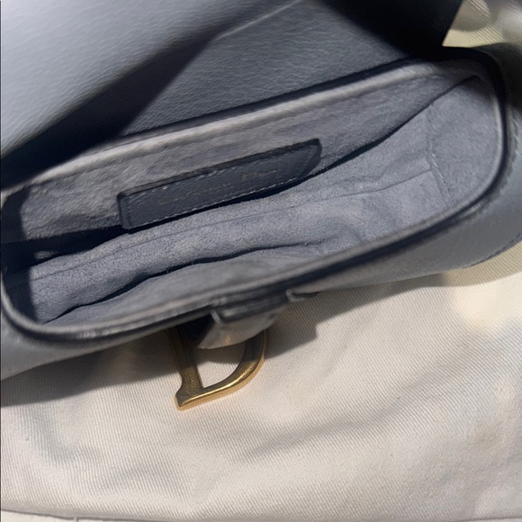 Dior Gray Crossbody Saddle Bag with Gold Hardware - Picture 7 of 8